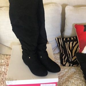 Wide tall black boots